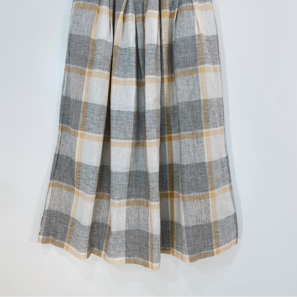 Vintage Jones New‎ York Linen Blend Plaid Midi Skirt - Picture 8 of 11